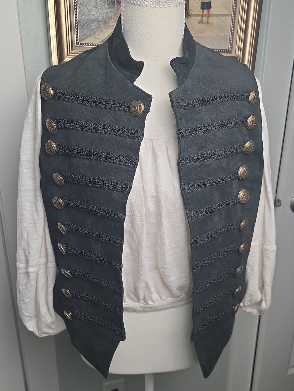 Women’s Black Suede Vintage-Style Vest